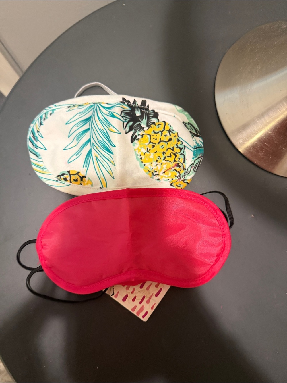 Pineapple Print & Hot Pink Satin Sleep Mask Set